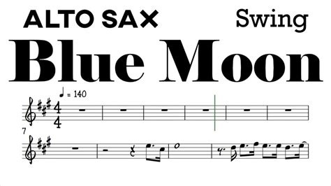 Blue Moon Swing Alto Sax Sheet Music Backing Track Play Along Partitura