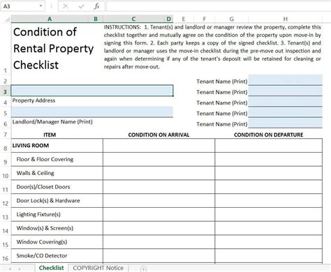 Printable Rental Walkthrough Checklist