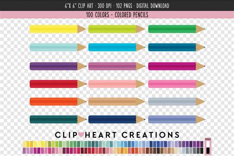 Coloring Pencils - 100 Colors Graphic by clipheartcreations · Creative ...