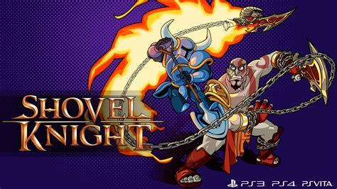 Download Shovel Knight Fighting Kratos Wallpaper