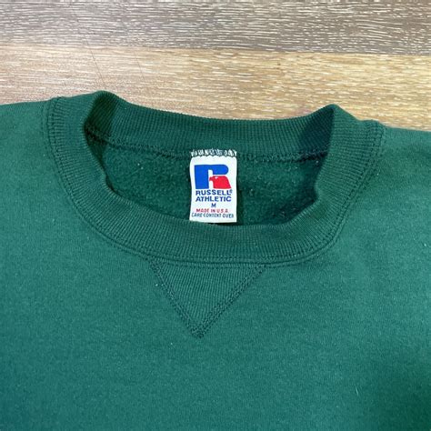 90s Russel Athletics Green Blank Crewneck Super Depop