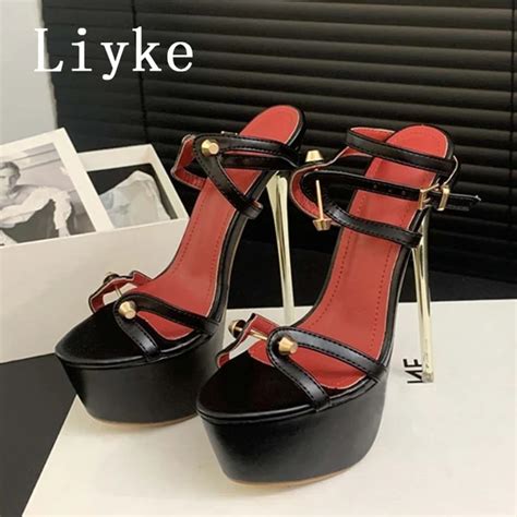 Liyke Sexy Extreme Thin High Heels Platform Sandals Women Runway