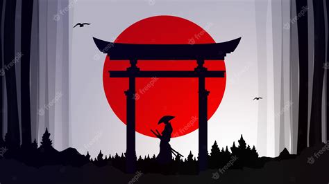 Premium Vector Samurai Background Samurai Wallpaper Landscape