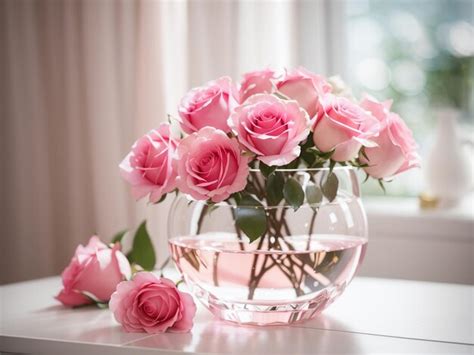 Premium Photo Elegant Floral Arrangement Still Life With Pink Roses