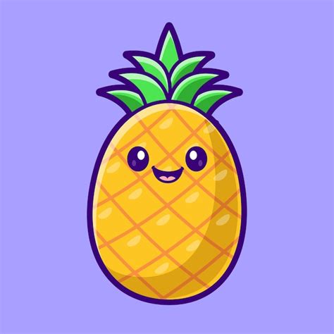 Cone De Desenho Animado De Frutas De Abacaxi Bonito Ilustra O Cone