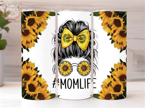 Sunflower Messy Bun 20oz Tumbler Png Straight And Tapered Tumbler Png