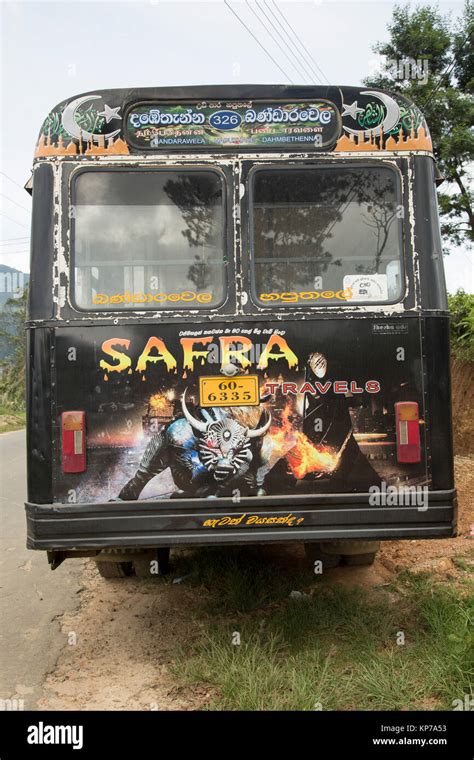 Painted adverts on local bus, Haputale, Sri Lanka, Asia Stock Photo - Alamy