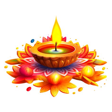 Diya Colorful Rangoli Diwali Festivals In India Png