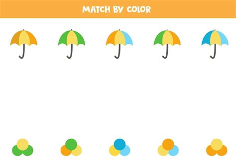 Premium Vector Match Umbrellas And Colors Educational Matching Game