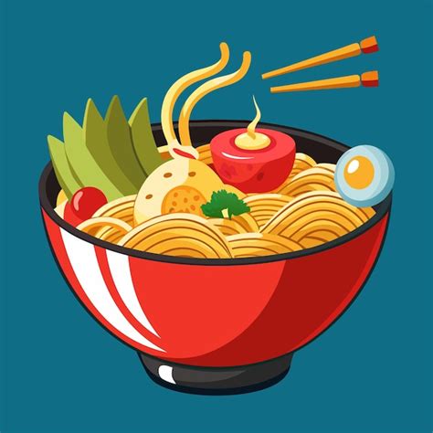 Ramen Noodles Clipart Cartoon Style Vector Illustration Premium AI