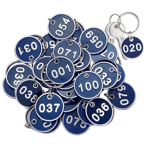 001-100 Numbered Tags with Key Ring, 100Pcs Stamping Number Tags Labels, Round Metal Numbered ...