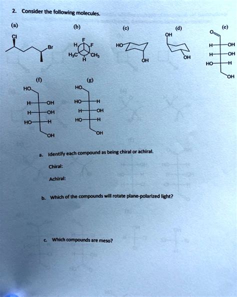 SOLVED Consider The Following Molecules OH Identify Each Compound As