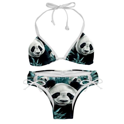 Panda Detachable Sponge Adjustable Strap Bikini Set Two Pack Swimsuits