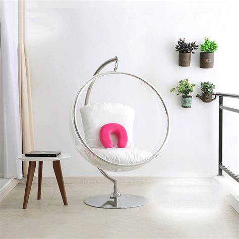 Hanging Bubble Chair Stand White Cushions Stealmod Furniture Lupon