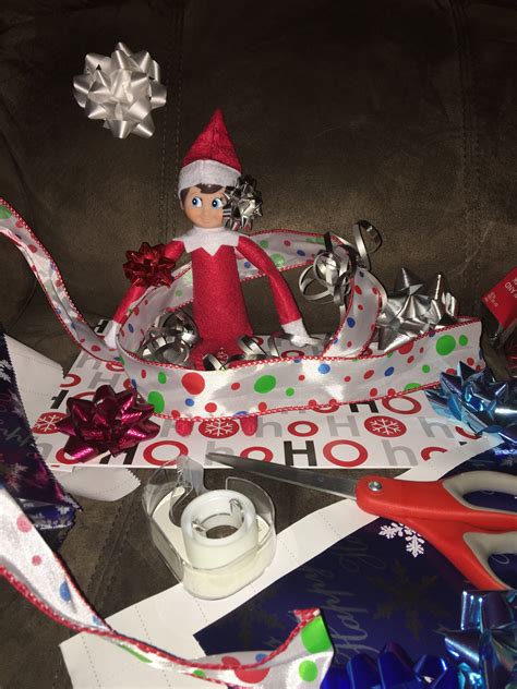 Elf On The Shelf Wrapping Paper Mess