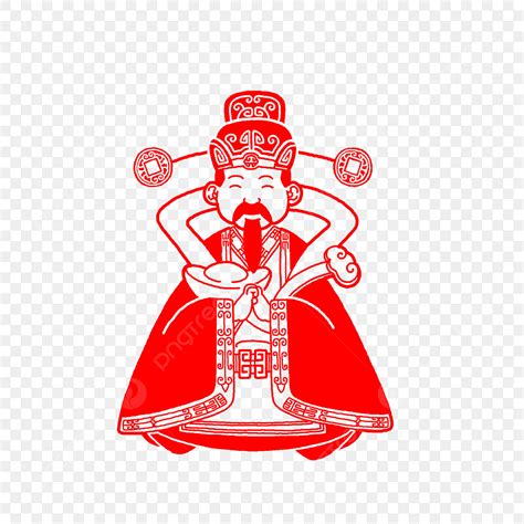 God Of Wealth Png Image Red Illustration Hand Painted God Of Wealth