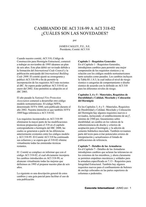 Cambiando De Aci 318 99 A Aci 318 02 ¿cuáles Son Las Inti