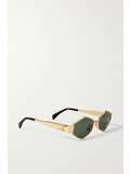 Celine Eyewear Triomphe Hexagon Frame Gold Tone And Tortoiseshell