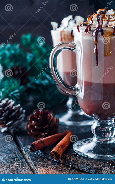 Cup Of Hot Cocoa Or Coffee For Christmas With Whipped Cream Stock Image Image Of Season
