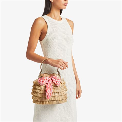 Bon Bon Bucket Natural Raffia Fringe Bucket Bag JIMMY CHOO