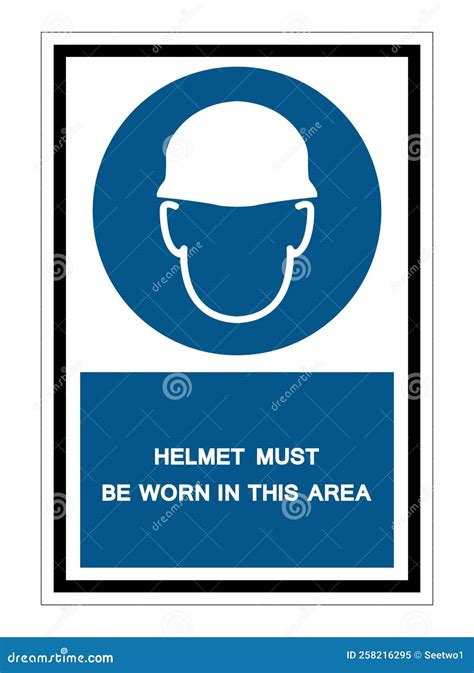 Helmet Must Be Worn In This Area Sign Symbol Isolate On White