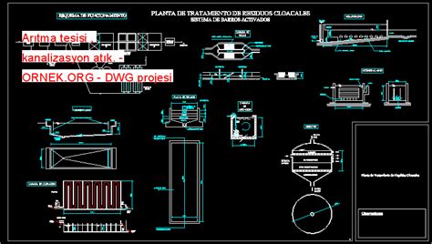 Proje Sitesi Arıtma tesisi kanalizasyon atık Autocad Projesi