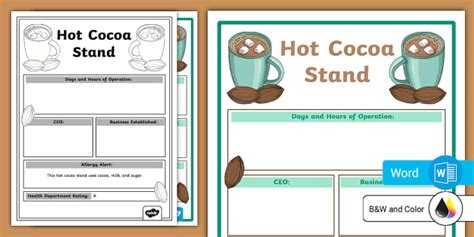 Hot Cocoa Stand Editable Poster For 3rd 5th Grade Twinkl