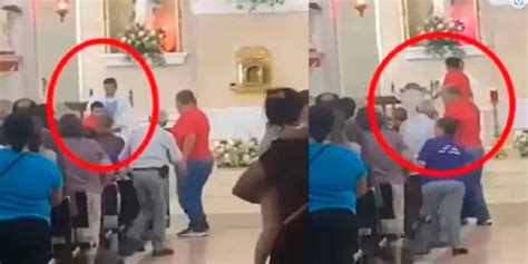 VIDEO Así sacerdote sacó a empujones a hombre que interrumpió misa y