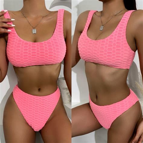 Jual 9 Textured Bikini Swimsuit Set Swimwear Baju Renang Wanita