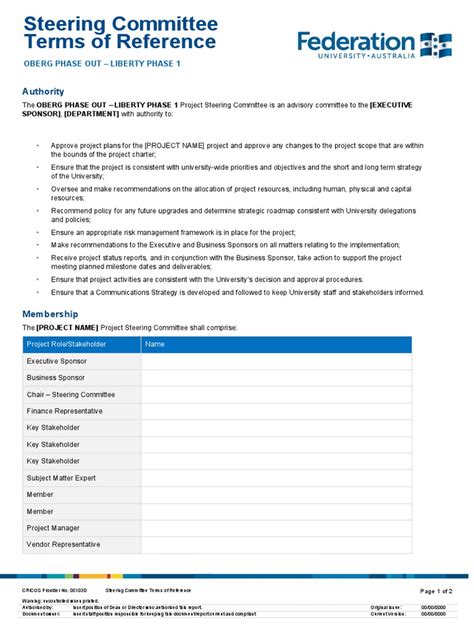 07 Steering Committee Terms of Reference | PDF | Committee | Accountability