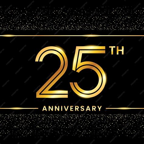 Premium Vector 25th Anniversary Gold Color Template Design For