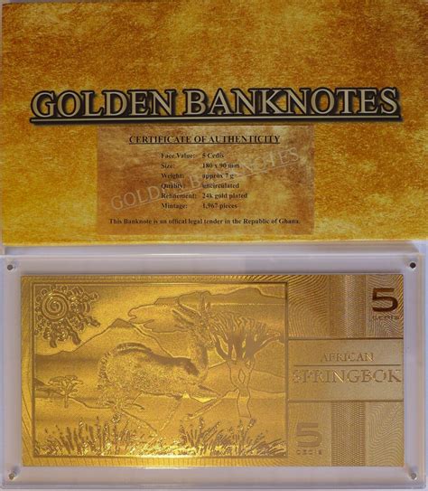 Ghana 5 Cedis 2019 Golden Banknotes African Springbokafrikanischer