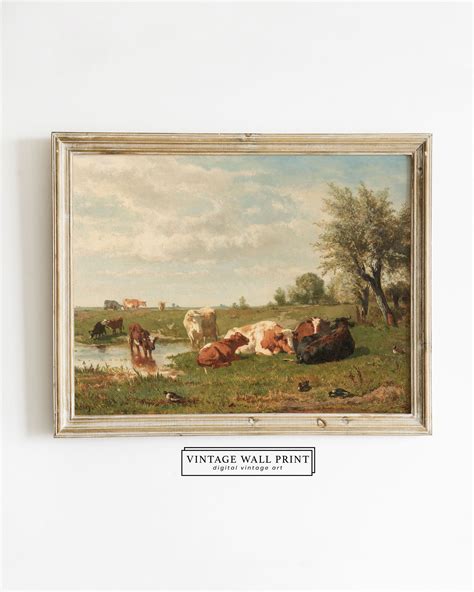 Cow Painting Antique Cow Print Vintage Cow Print Oil - Etsy