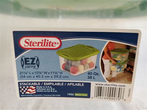 Sterilite Storage Container 40 Qt38 L Ez Carry Clear Spicy Lime