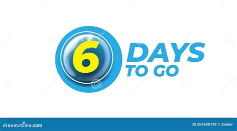 Six Days To Go Countdown Horizontal Blue Banner Design Template Isolated On White Background 6