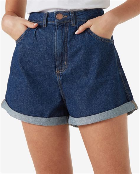 Riachuelo Short Jeans Feminino Mom Cintura Alta Denim Escuro