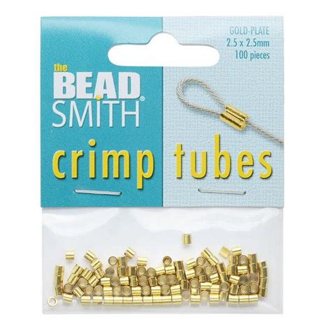 The Beadsmith Crimp Tubes 2 5x2 5mm 100 Pieces Gold Plated Etsy