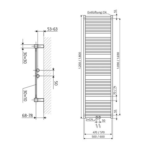 HSK Line Aero Badheizkörper 1200 x 600 mm anthrazit 1200 x 600 mm