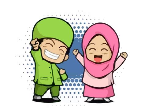 Kartun Anak Muslim Vector CDR AI | Guru Corel