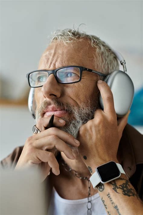 A Mature Gay Man With Tattoos Stock Image Image Of Focus Desk 333074863