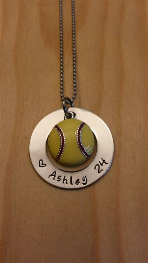 Hand Stamped Personalized Softball Necklace Girls Softball Necklace