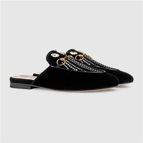 Gucci Princetown Velvet Slipper With Crystals Detail 2 Velvet