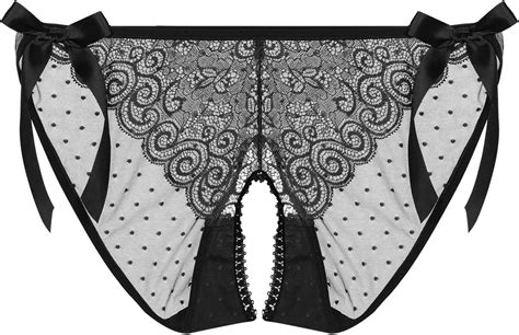 YiZYiF Men Lace Thong Underwear Low Waist Sissy Panties Mesh Tie Side Bowknot Bikini G String