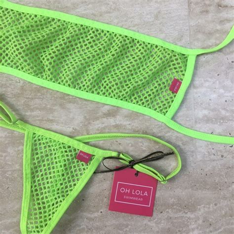 Temptation Neon Green Bandeau Micro Bikini Oh Lola Swimwear