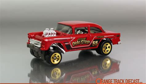 Car Meet 5 Pack 55 Chevy Bel Air Gasser Orange Track Diecast