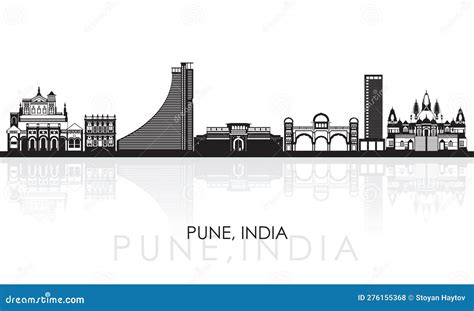 Silhouette Skyline Panorama Of City Of Pune India Vector Illustration