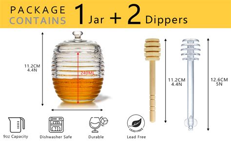 Amazon Kanpura 9oz Glass Honey Dispenser Glass Honey Jar With