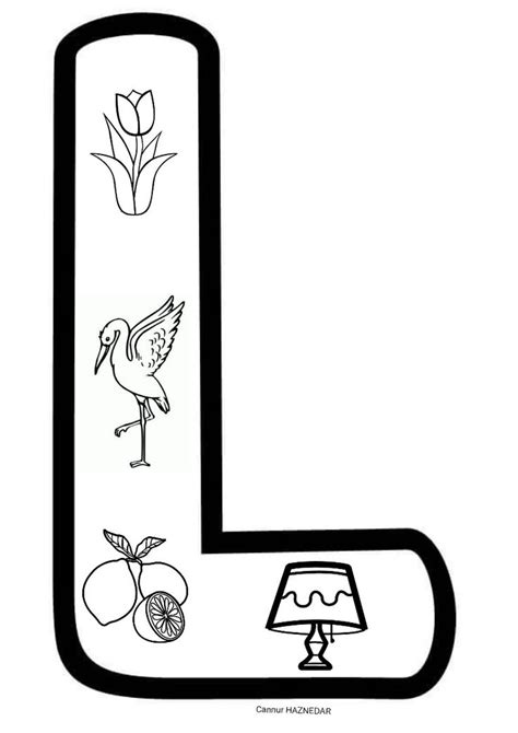 L sesi ile ilgili boyama sayfası Cannur HAZNEDAR Alfabe çalışma