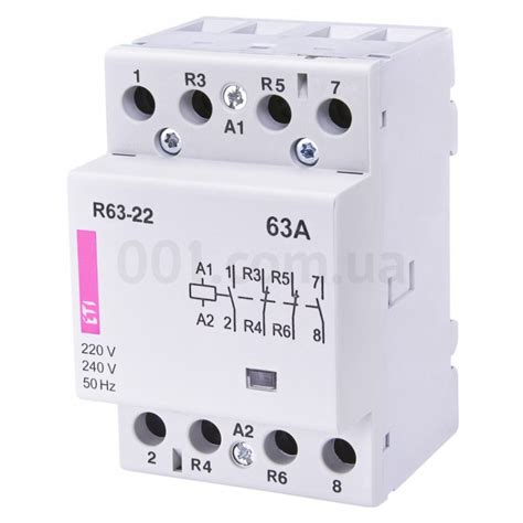 Контактор модульный R 63-22 63A 230V AC 2NO+2NC ETI (2463470) купить в ...