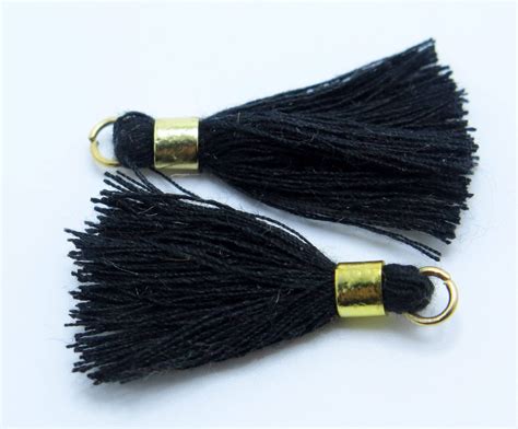 Black Tassels Cotton Tassels Brass Ring Tassels Diy Etsy In